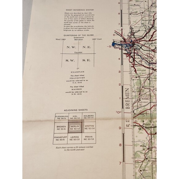 US WWII 1944 Map of Berlin Region 3rd Edition 1944 Survey WW2 USA 33.5"x28" - Picture 8 of 16